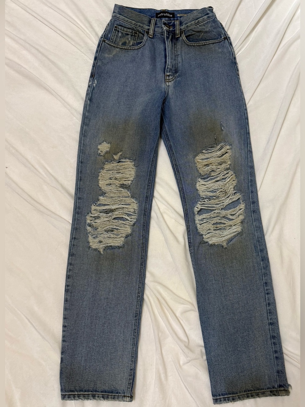 RETROFĂTE NEW Distressed Designer Vintage Denim Set Jean Jacket and Pants - Picture 6 of 15
